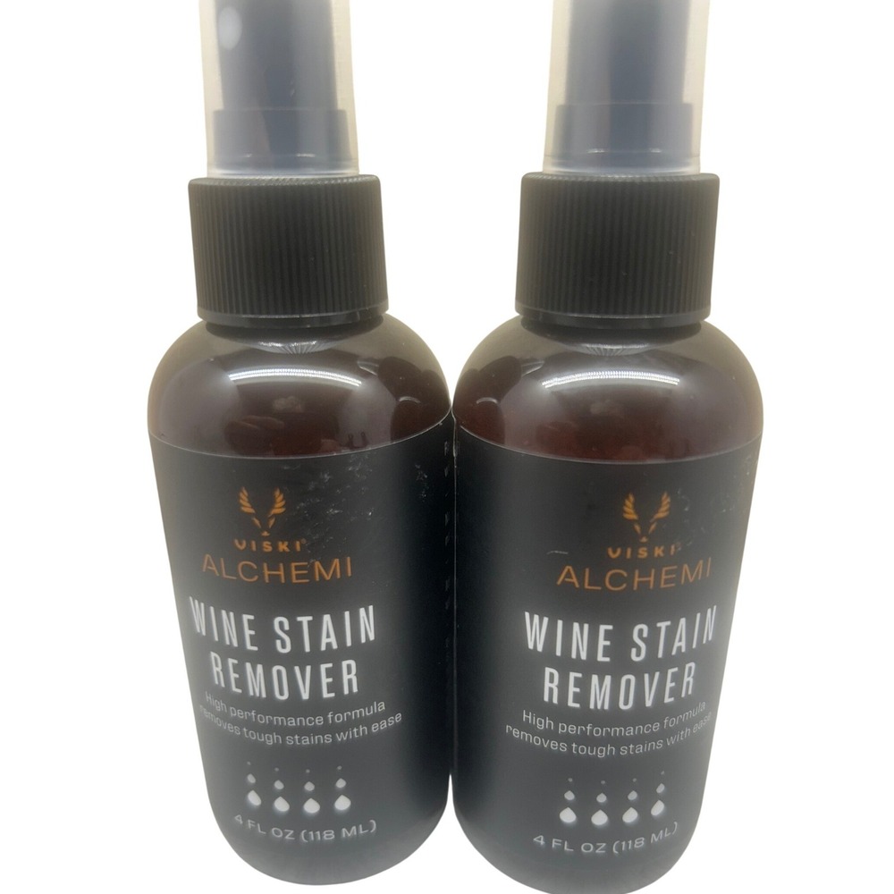 Viski Alchemi Wine Stain Remover 4oz Bottles 2‎ Pack Non Toxic Enzyme Formula